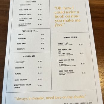 Loop Espresso Club - Menu side 2 as of March 2024 - Coffee & Tea Near Me - Los Angeles, California Loop Espresso Club - Menu side 2 as of March 2024 - Coffee & Tea Near Me - Los Angeles, California