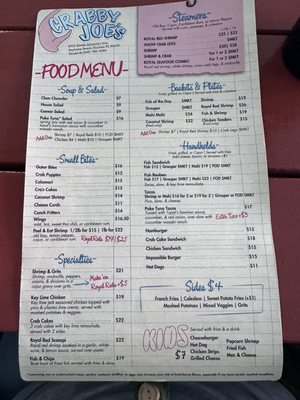 Menu photo 5 Crabby Joe's Deck & Grill Daytona Beach, FL