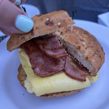 Starnut Gourmet - Gluten-free everything bagel egg sandwich with turkey bacon no cheese - Coffee & Tea Near Me - McLean, Virginia Starnut Gourmet - Gluten-free everything bagel egg sandwich with turkey bacon no cheese - Coffee & Tea Near Me - McLean, Virginia