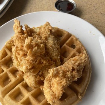 Another Broken Egg Cafe - Chicken and waffles w hot honey - Breakfast & Brunch Near Me - Tampa, Florida