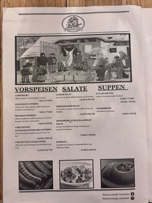 Menu photo 1 Malostranský hostinec Prague, PR Menu photo 1 Malostranský hostinec Prague, PR