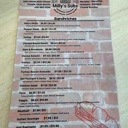 Milly's Subs - Menu