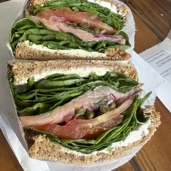 Aloha Bakehouse & Cafe - Lox and cream cheese sandwich on 12 grain - Cafes Near Me - Honolulu, Hawaii