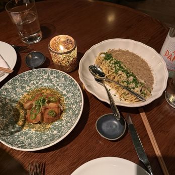 Catch - Wagyu gyoza and truffle mushroom spaghetti - Sushi Bars Near Me - Dallas, Texas Catch - Wagyu gyoza and truffle mushroom spaghetti - Sushi Bars Near Me - Dallas, Texas