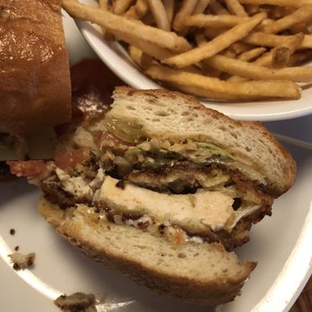 Down On Grayson - Crispy chicken sandwich comes with a side. - New American Near Me - San Antonio, Texas