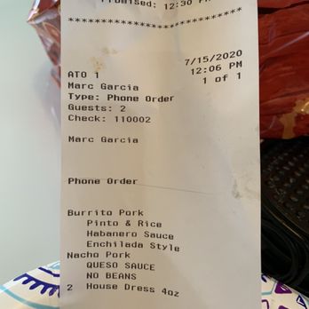 Cafe Rio Fresh Modern Mexican - Receipt of my order - Mexican Near Me - Severna Park, Maryland
