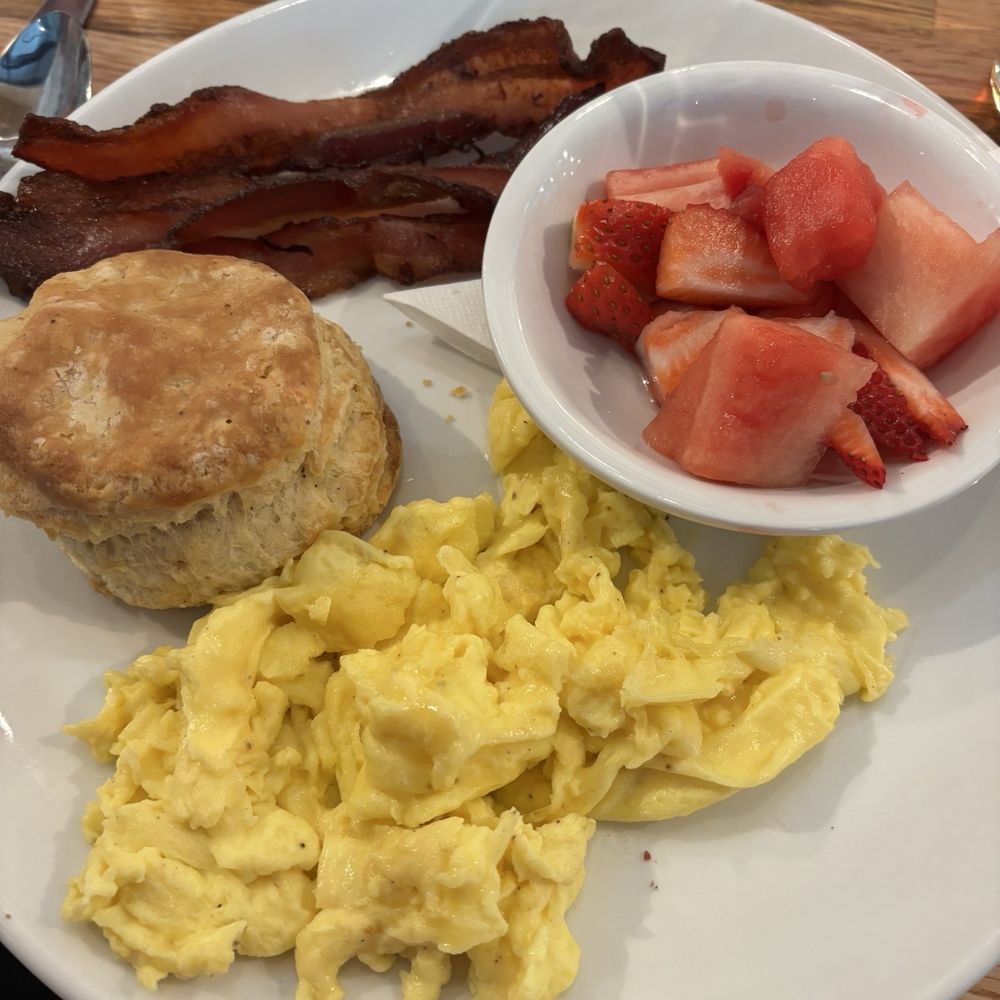 Big Bad Breakfast - Montgomery - The breakfast plate with bacon, biscuit and fruit - Breakfast & Brunch Near Me - Montgomery, Alabama Big Bad Breakfast - Montgomery - The breakfast plate with bacon, biscuit and fruit - Breakfast & Brunch Near Me - Montgomery, Alabama
