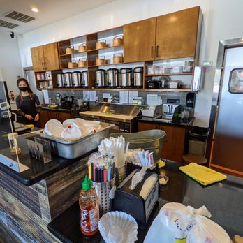 Cuckoo's Cafe - Inside. Open tea prep kitchen. Behind the counter. - Taiwanese Near Me - Doraville, Georgia