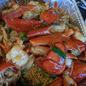 Chung Wang BBQ - $49.95 double lobsters over pan fried egg noodles - Barbeque Near Me - Katy, Texas Chung Wang BBQ - $49.95 double lobsters over pan fried egg noodles - Barbeque Near Me - Katy, Texas