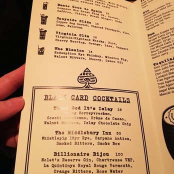 Wink & Nod - Prices are for a person portion ! I dare you get the $100 black card cocktail ! - Cocktail Bars Near Me - Boston, Massachusetts Wink & Nod - Prices are for a person portion ! I dare you get the $100 black card cocktail ! - Cocktail Bars Near Me - Boston, Massachusetts