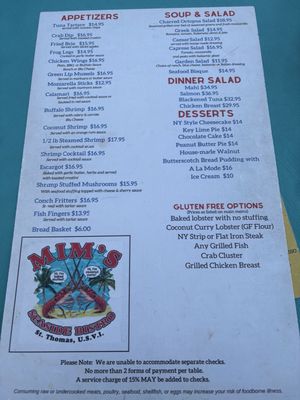 Menu photo 2 Mim's Seaside Bistro St Thomas, VI