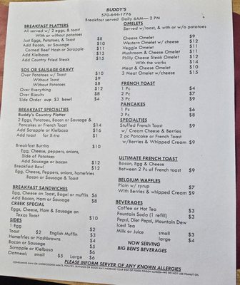 Menu photo 2 Buddy's Elysburg, PA
