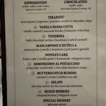 Nonna - Desserts menu - Italian Near Me - Westlake Village, California