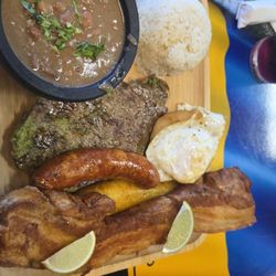 The platter is Bandeja Paisa. Delish!!!