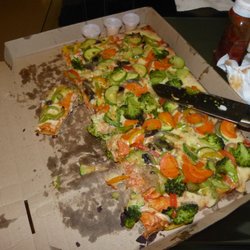 Eddy's Pizza - Medium sized vegetarian -HUGE! with bread base- not the traditional pizza crust. Other Italian foods offered.