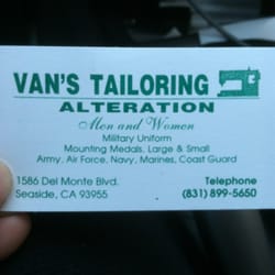 Business card. Van knows alot about the business and what is in fashion for any/every event.
