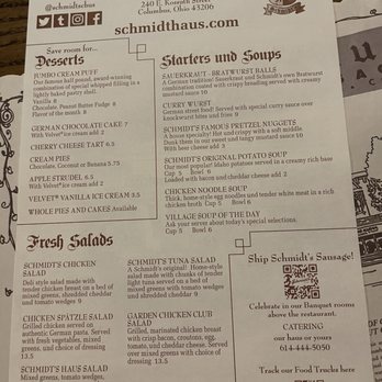 Schmidt's Sausage Haus - Menu - German Near Me - Columbus, Ohio