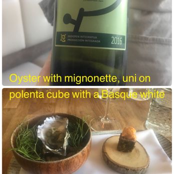 Kali Steak  - Amuse.  Uni, kelp on polenta a Dan oyster with a mignonette sauce.  Great. - Steakhouses Near Me - Los Angeles, California