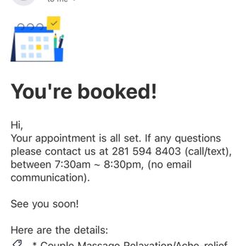 Massage 52 Holistic Spa - We were charged $160 for a couples massage but the website now says $130. - Reflexology Near Me - Katy, Texas