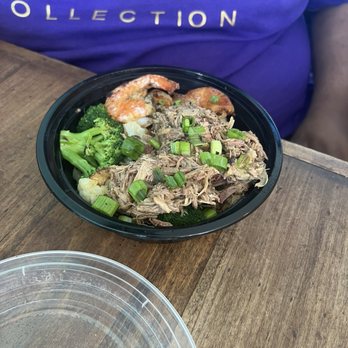Maui's on Main - Pork & shrimp rice bowl - Burgers Near Me - San Antonio, Texas Maui's on Main - Pork & shrimp rice bowl - Burgers Near Me - San Antonio, Texas