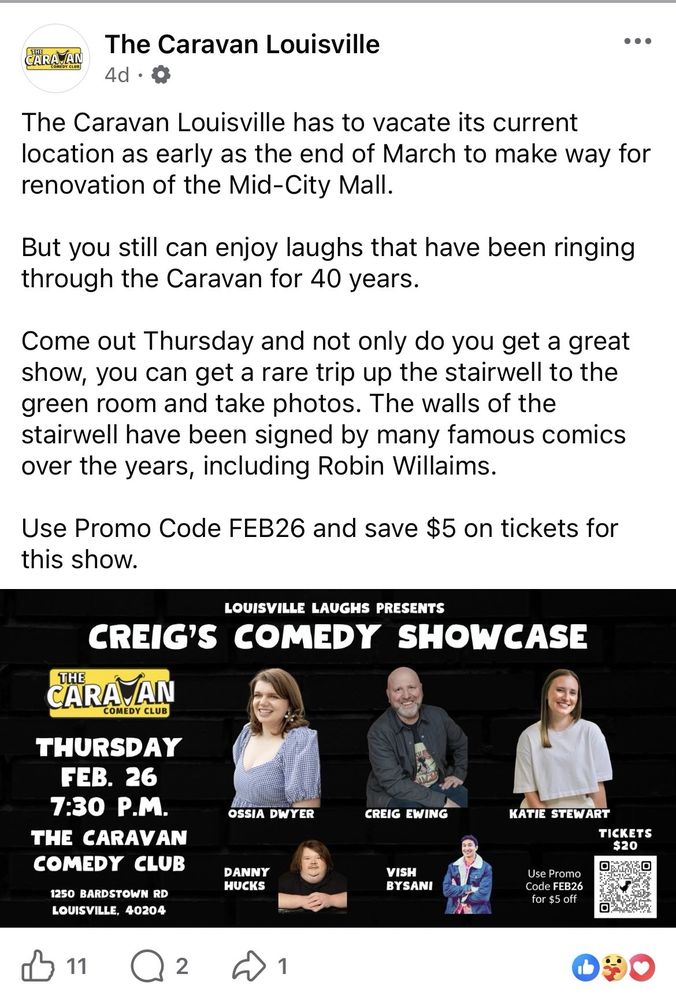 Social spots from The Caravan Comedy Club