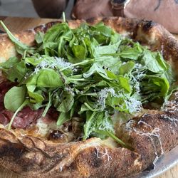 Special tonight ham and mushroom with arugula balsamic and Parmesan cheese