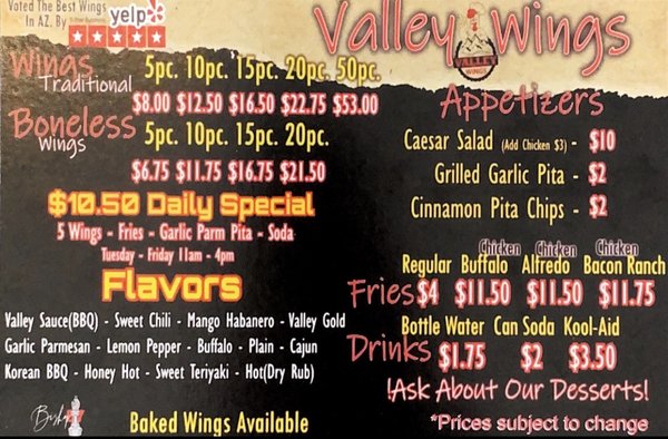 Menu photo 7 Valley Wings Scottsdale, AZ Menu photo 7 Valley Wings Scottsdale, AZ