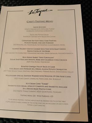 Menu photo 1 La Toque Napa, CA