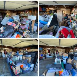 Rodent Control Services - Before and after photos of garage cleaning and sanitation after rat infestation.