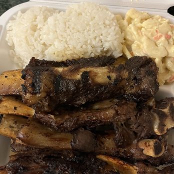 Matiki Island Barbecue - 1. Beef Rib Plate (Sam's Plate). Great flavor but very fatty. - Hawaiian Near Me - Fullerton, California Matiki Island Barbecue - 1. Beef Rib Plate (Sam's Plate). Great flavor but very fatty. - Hawaiian Near Me - Fullerton, California