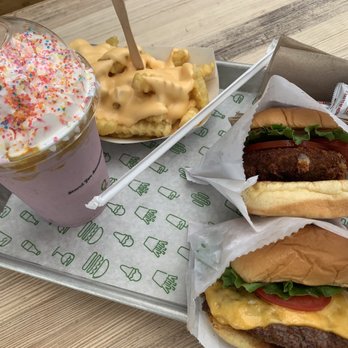 Shake Shack Garden State Plaza - Pride shake, Cheese Fries, single shack burger and shroom burger ! - Burgers Near Me - Paramus, New Jersey Shake Shack Garden State Plaza - Pride shake, Cheese Fries, single shack burger and shroom burger ! - Burgers Near Me - Paramus, New Jersey