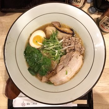 Menya Sandaime - The Karakuchi Ramen. It doesn't include the ground beef. My friend gave it to me because she didn't want it. - Ramen Near Me - Fort Lee, New Jersey
