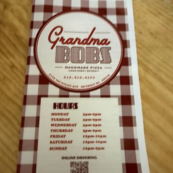 Grandma Bob's - Menu - Pizza Near Me - Detroit, Michigan