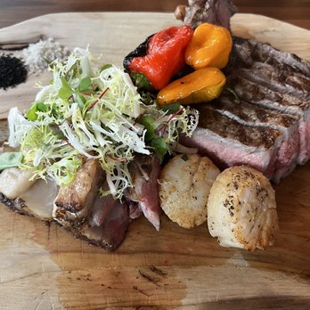 LB Steak - Bishop Ranch - Tomahawk Steak, with two scallops. Delicious, but not as much food as you would think. Easily finished by one hungry person. - Steakhouses Near Me - San Ramon, California