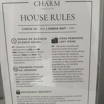 My Charm Lisbon Suites - The rules - Hotels Near Me