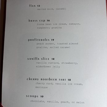 Brass - Dessert menu 10/4/25. - French Near Me - New York, New York