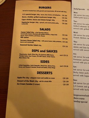 Menu photo 3 JJ Murphy's Prague, PR
