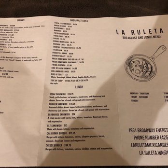 La Ruleta Mexican Restaurant - Beverages of all kinds, breakfast sides, lunch. - Mexican Near Me - Everett, Washington La Ruleta Mexican Restaurant - Beverages of all kinds, breakfast sides, lunch. - Mexican Near Me - Everett, Washington