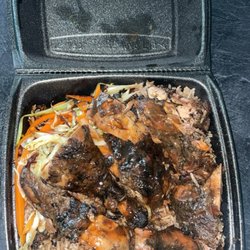 LynnRich Jamaican Cuisine - Jerk chicken, rice and peas and cabbage