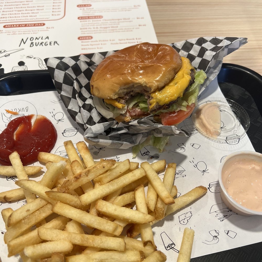 Nonla Burger - Cheese burger with fries and Nonla sauce. - Burgers Near Me - Grand Rapids, Michigan Nonla Burger - Cheese burger with fries and Nonla sauce. - Burgers Near Me - Grand Rapids, Michigan