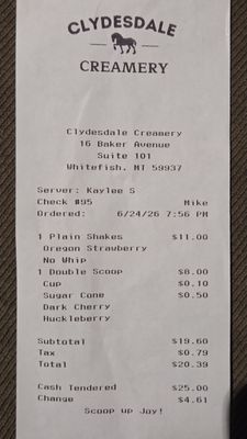 Menu photo 1 Clydesdale Creamery Whitefish, MT