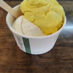 Coconut pineapple ice cream and lilikoi sorbet Coconut pineapple ice cream and lilikoi sorbet