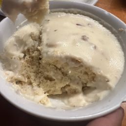 Biscuit and gravy . Gravy is delicious.