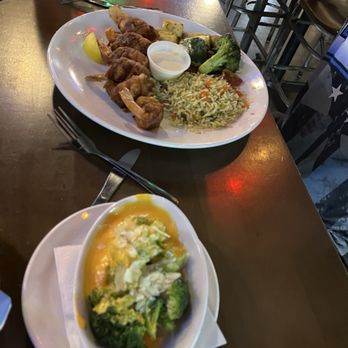 Tookie's Seafood - Bacon wrapped stuffed shrimp with side of broccoli and cheese. - Seafood Near Me - Seabrook, Texas