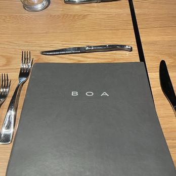 BOA Steakhouse - Menu and table setting - Steakhouses Near Me - Austin, Texas BOA Steakhouse - Menu and table setting - Steakhouses Near Me - Austin, Texas