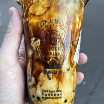 Tiger Sugar - 1. Brown Sugar Milk with Boba, Pearl, Tiger Jelly & Cream mousse - Bubble Tea Near Me - Flushing, New York Tiger Sugar - 1. Brown Sugar Milk with Boba, Pearl, Tiger Jelly & Cream mousse - Bubble Tea Near Me - Flushing, New York