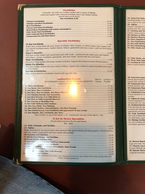 Menu photo 3 El Sol De Mexico Tualatin, OR