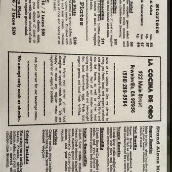 La Cocina De Oro - Menu - American Near Me - Downieville, California