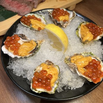 KIYO Arcadia - Kumamoto oysters topped with uni and ikura - Japanese Near Me - Arcadia, California KIYO Arcadia - Kumamoto oysters topped with uni and ikura - Japanese Near Me - Arcadia, California