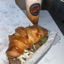 Croissant bahn mi and Thai tea Croissant bahn mi and Thai tea